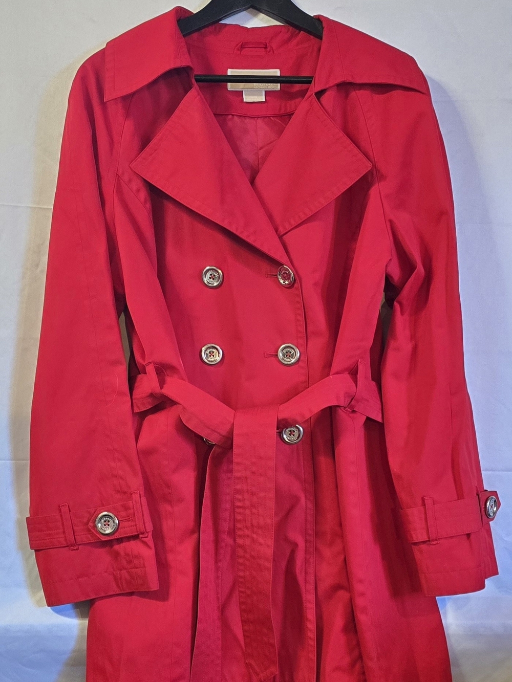 Michael Kors Red Double-Breasted Belted Trench Coat